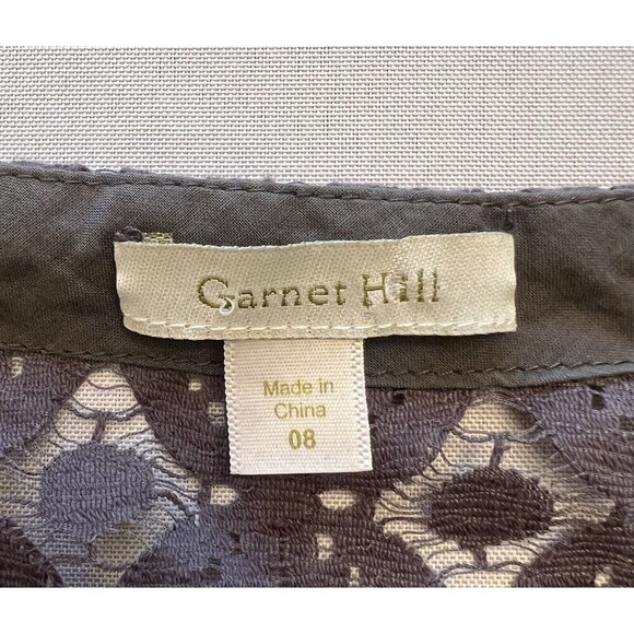 GARNET HILL Swim Cover Up Tunic Dress Women 8 Gray Lace Tie 3/4 Sleeve Beach - Picture 3 of 8